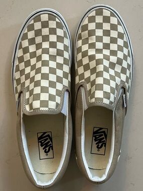 Vans Checkerboard Slip-On in Tan and White